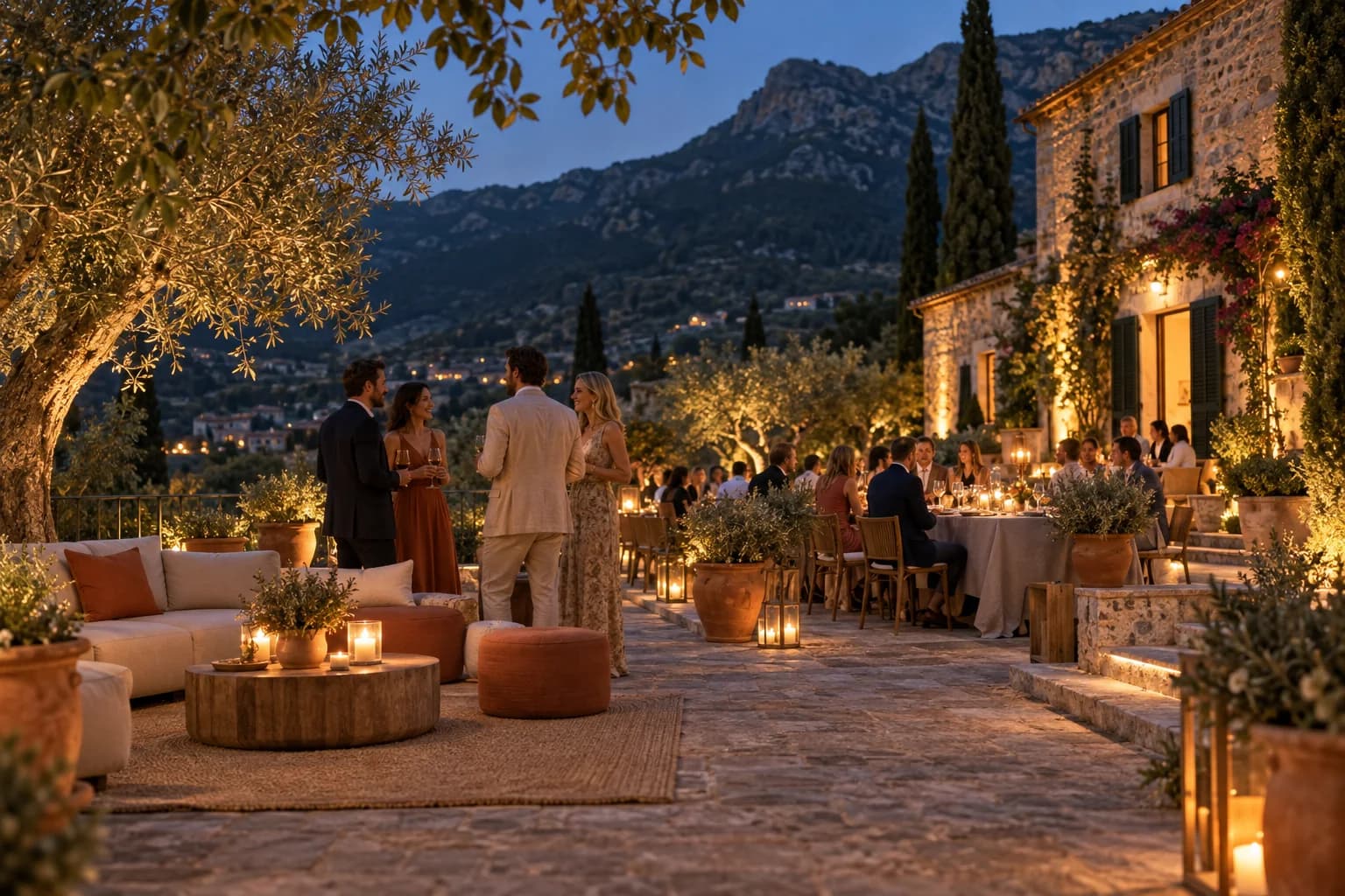 Inspirational brand dinner lighting concept at a Mallorca finca in Soller