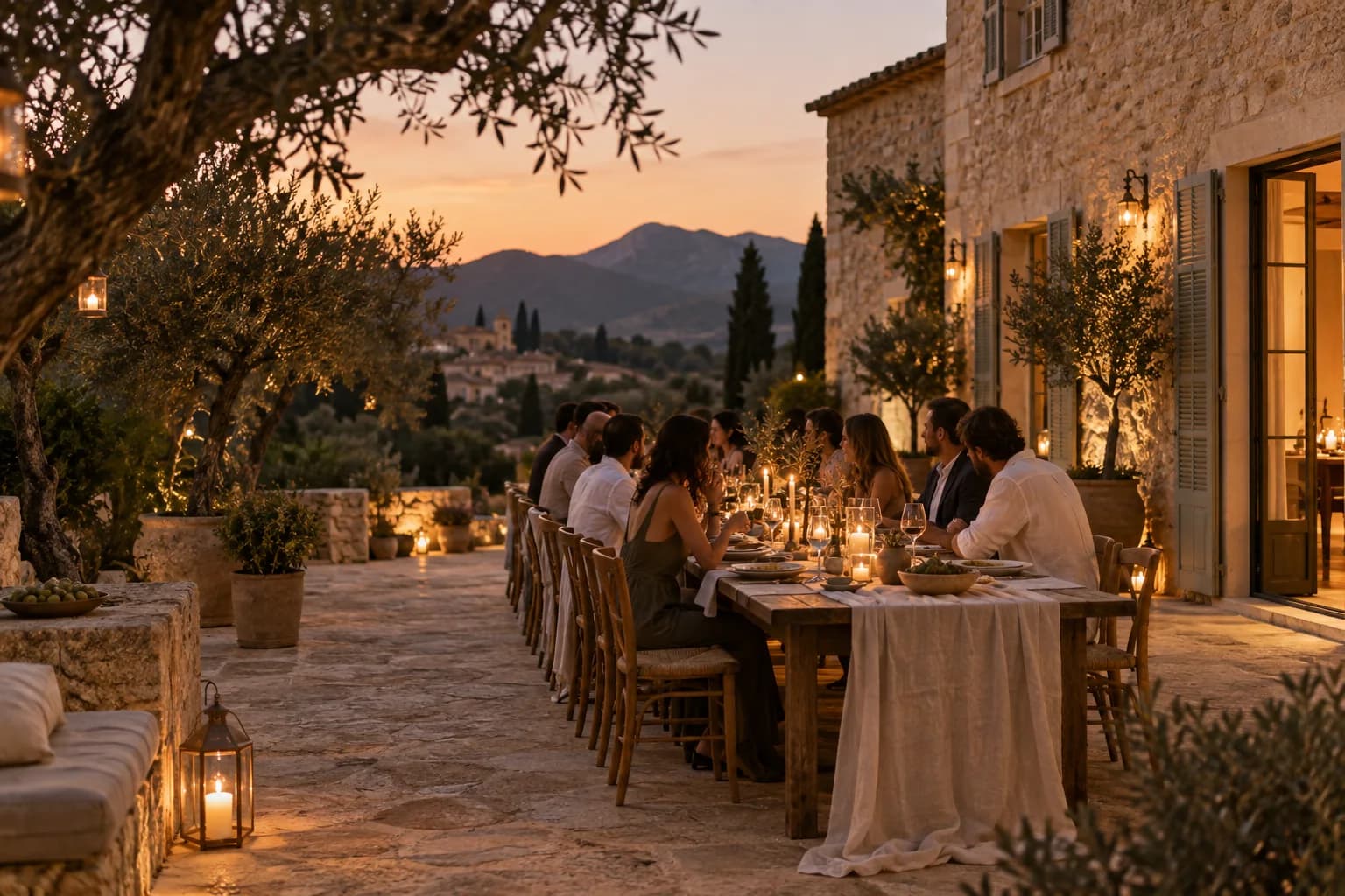 Inspirational candlelit finca dinner concept in Santa Maria, Mallorca